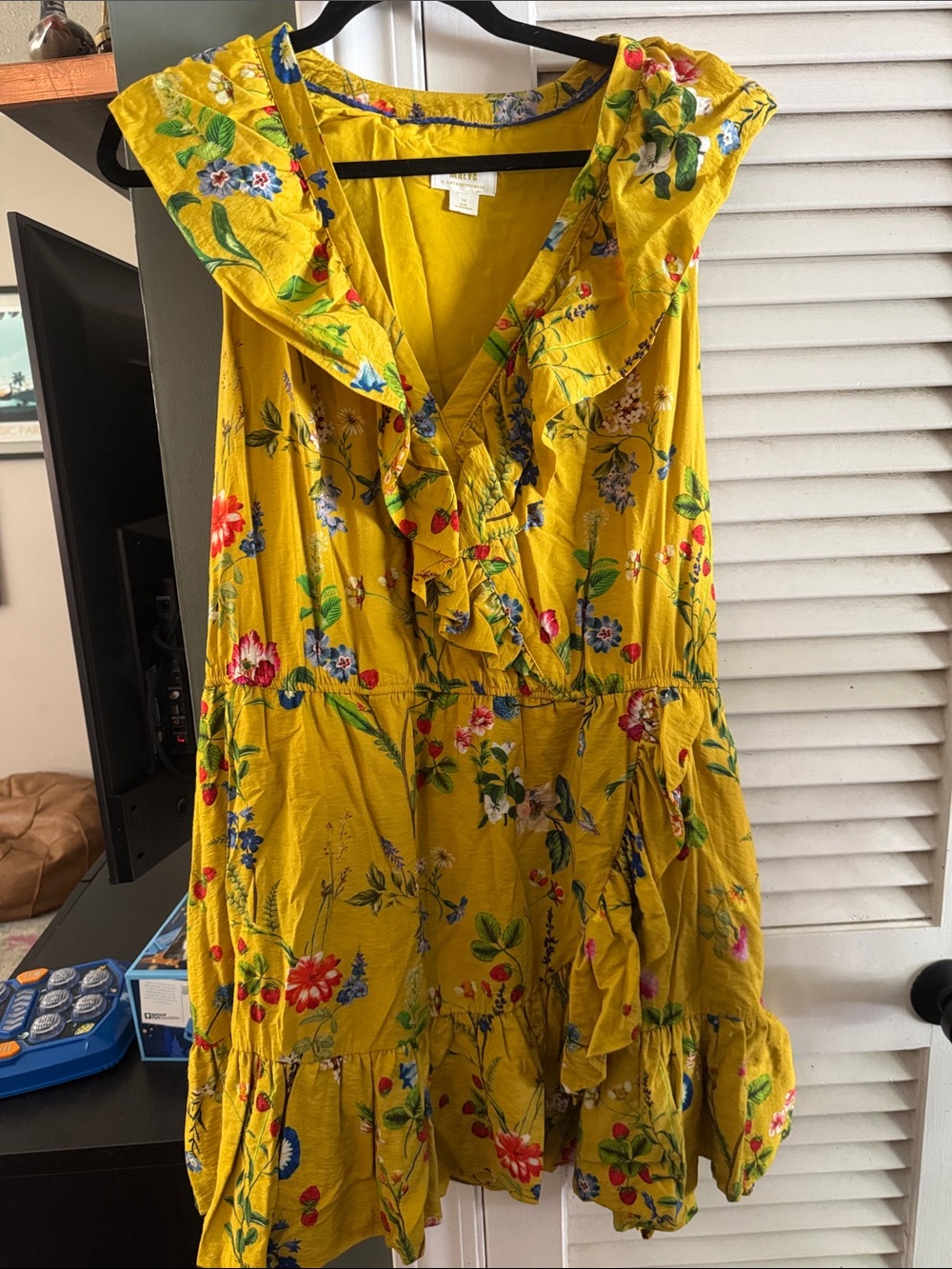 Maeve Yellow Floral Ruffle Mini Dress